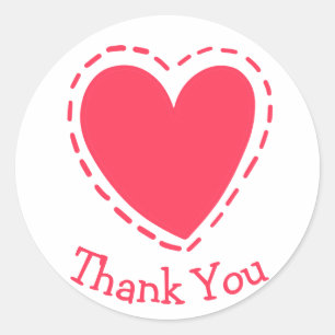 Thank You Pink Red Heart Love - Wedding Classic Round Sticker