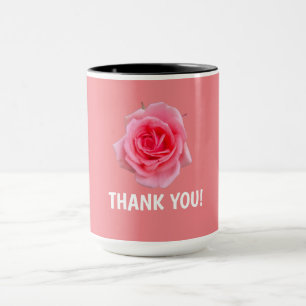 Thank you pink rose mug