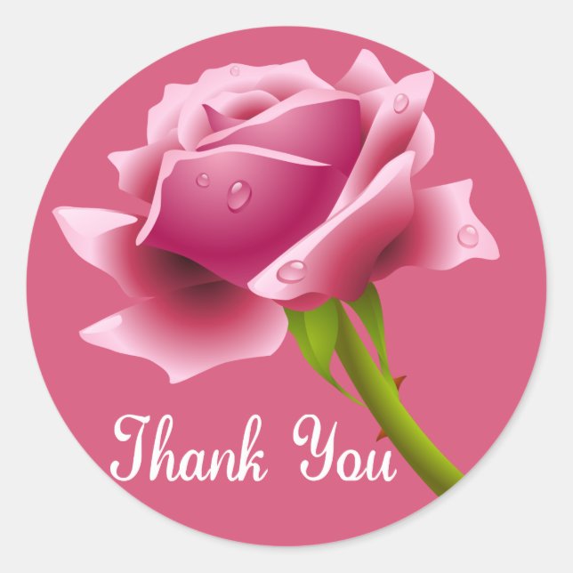 Thank You Pink Rose Thank You Pink Sticker / Seal (Front)
