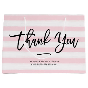 Thank You Pink Stripes Retail Shopping Bag