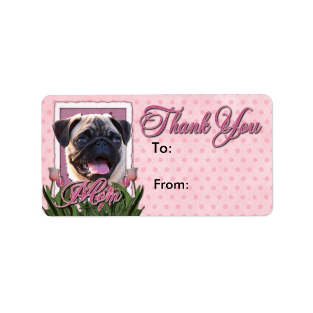 Thank You - Pink Tulips - Pug Label (Front)