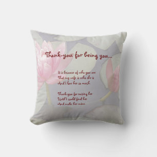 Thank-you Pink Water Lily Mother-in-Law Pillow