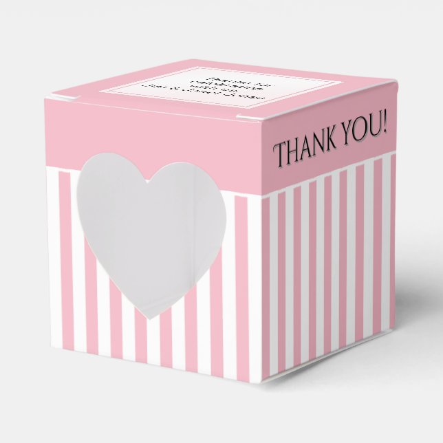 Thank You Pink/White /White Stripes Pattern Favour Box (Front Side)