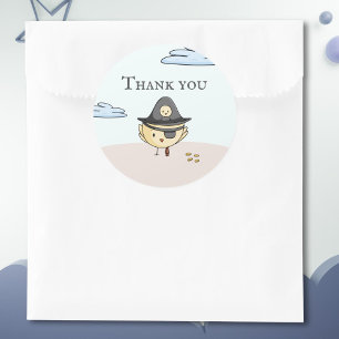 Thank You Pirate Eye Patch Bird Party Classic Round Sticker