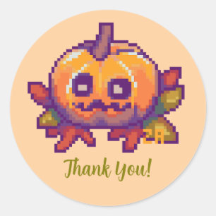 Thank You Pixelart Pumpkin Classic Round Sticker