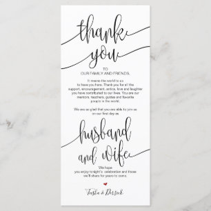 Thank you Place Setting Card for Wedding Dinner