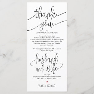 Thank you Place Setting Card for Wedding Dinner v1