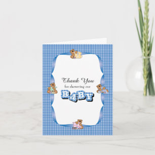 Thank You Plaid with Baby Bears Baby Boy Shower