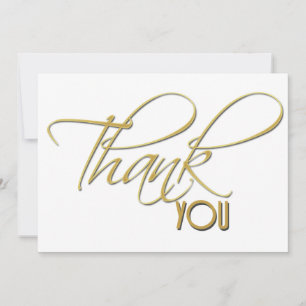 Thank you plain minimalist faux gold calligraphy card