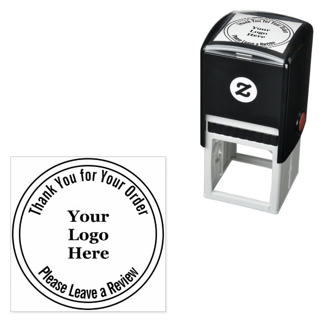 Thank You Please Leave a Review Business Logo Self-inking Stamp (In Situ)