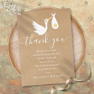 Thank You Poem Baby Boy Shower Stork Rustic