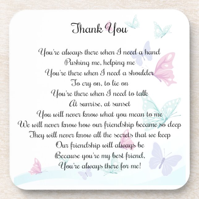 Thank You Poem Coaster (Front)