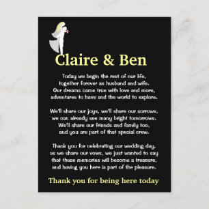 Thank you poem for wedding day guests postcard