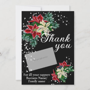 Thank You Poinsettia Gift Card Holder Black