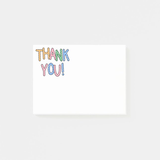 Thank You Polka Dot Text Expression Post-it Notes (Front)