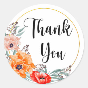 Thank You Poppy Flowers Sticker