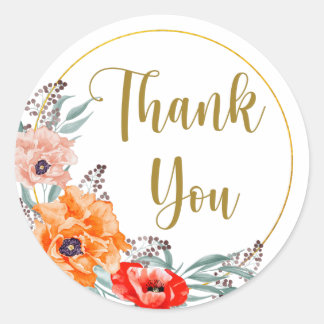 Thank You Poppy Flowers Sticker