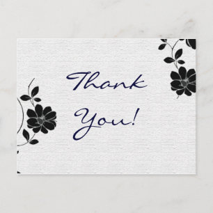 Thank You Post Cards Black Flowers