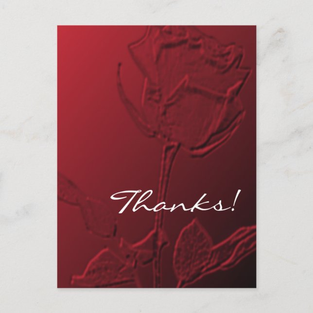 Thank You Post Cards Red Rose (Front)