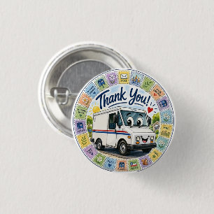 Thank you postal workers appreciation 3 cm round badge