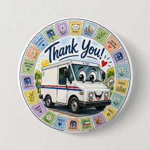 Thank you postal workers appreciation 7.5 cm round badge