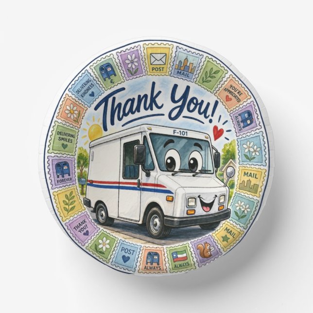 Thank you postal workers appreciation  paper plate (Front)