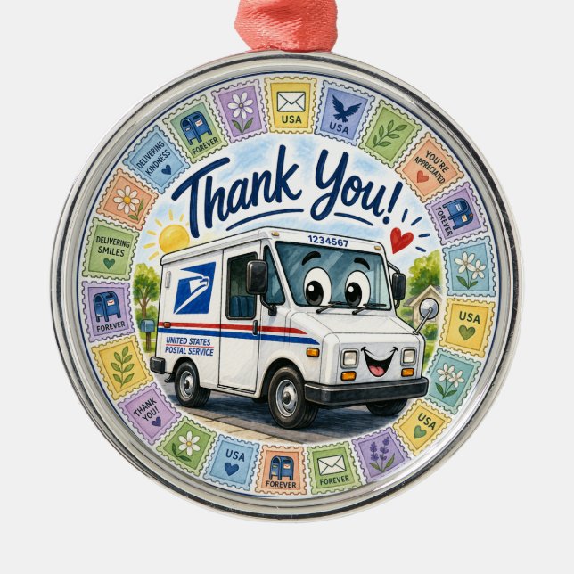 Thank you Postal Workers  Metal Tree Decoration (Front)