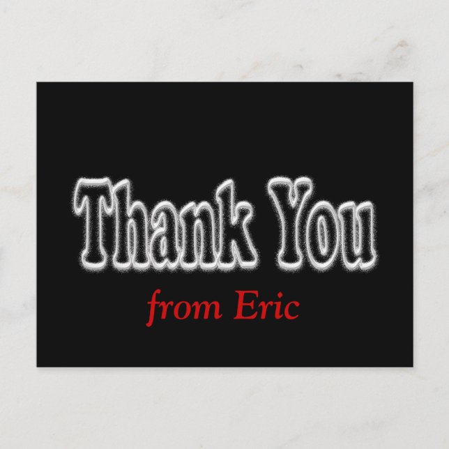 Thank You Postcard in Black - pesonalize (Front)