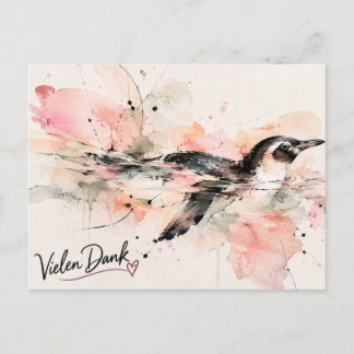 Thank You Postcard – Penguin Watercolor