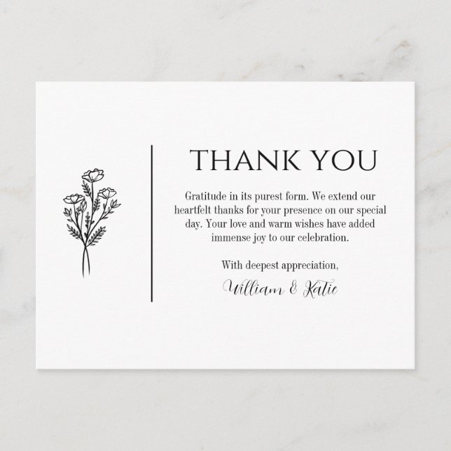 Thank You Postcard - Wedding, Minimalist (Front)