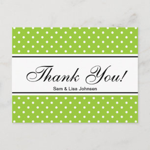 Thank you postcards    apple green polkadots