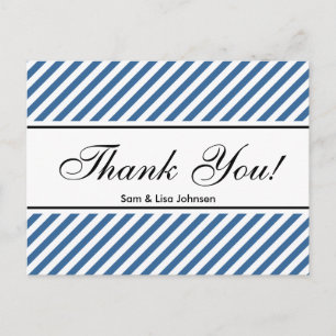 Thank you postcards blue stripe pattern