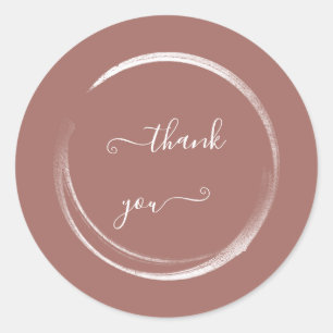 Thank You Powder Rose Wedding Bridal Shower  Classic Round Sticker