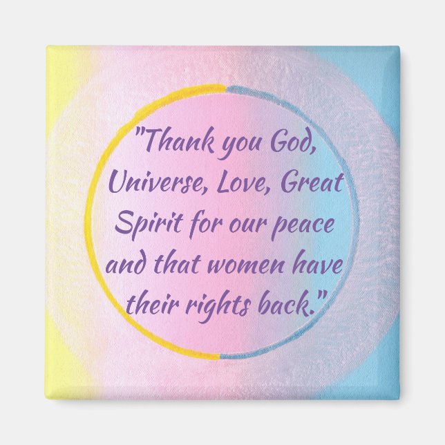 Thank you prayer for peace and women's rights magnet (Front)