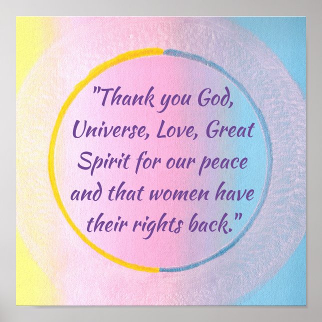 Thank you prayer for peace and women's rights poster (Front)