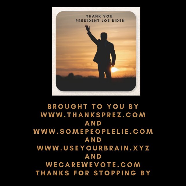 Thank you President Joe Biden Square Paper Coaster (Creator Uploaded)