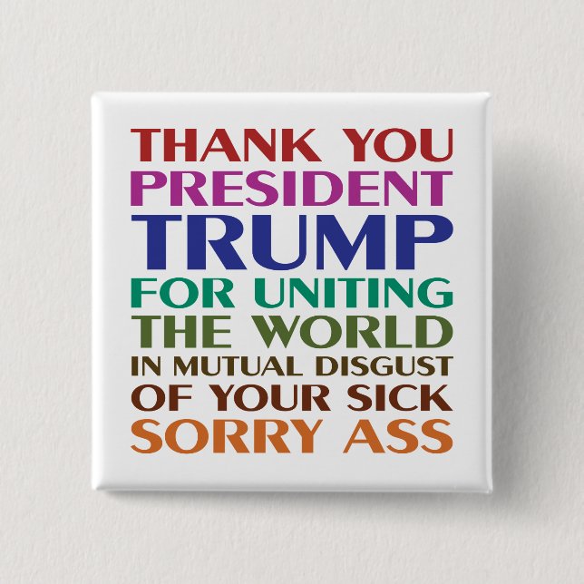 Thank You President Trump - Anti Trump 15 Cm Square Badge (Front)