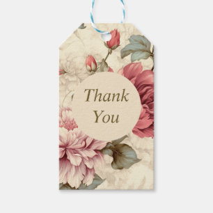 Thank you pretty pink watercolor flowers Elegant Gift Tags