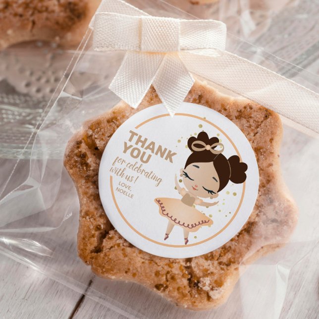Thank You! Princess Ballerina w/Bow Birthday Classic Round Sticker (Creator Uploaded)