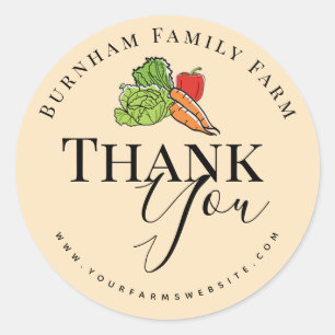 Thank You Produce Vegetable Farm Classic Round Sticker