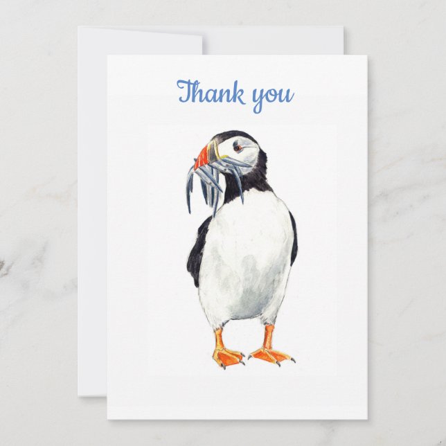 Thank you puffin card (Front)