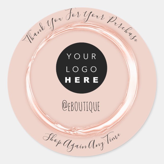 Thank You Purchase Boutique Logo Handmade Elegant Classic Round Sticker (Front)