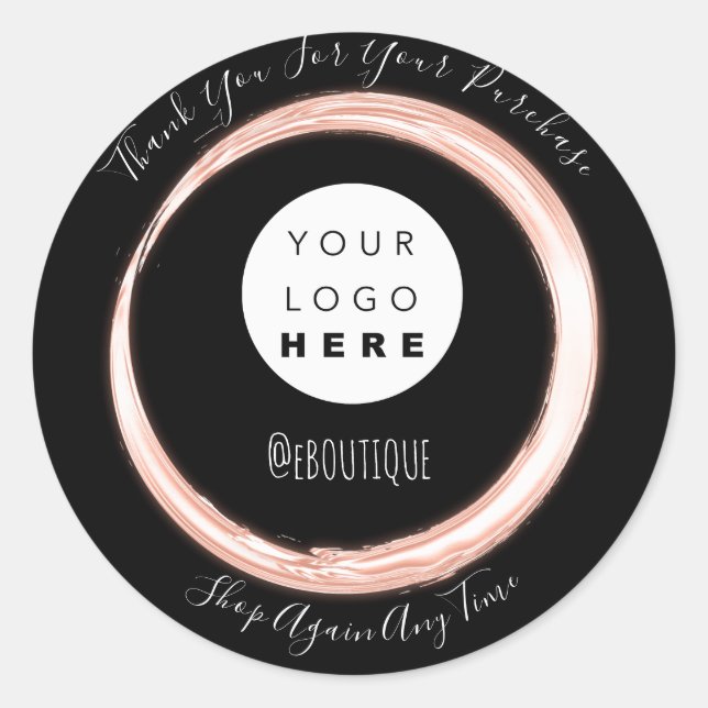 Thank You Purchase Boutique Logo Online Black Classic Round Sticker (Front)