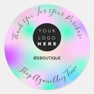 Thank You Purchase Boutique Logo Pink Abstract Classic Round Sticker
