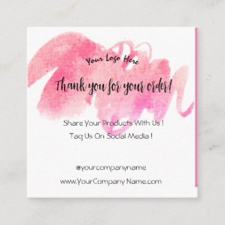 Thank You Purchase Enclosure Card