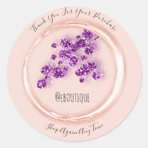 Thank You Purchase Rose Please Shop Again Glitter Classic Round Sticker
