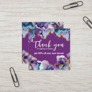 Thank You Purple Abstract Elegant Business Square Business Card