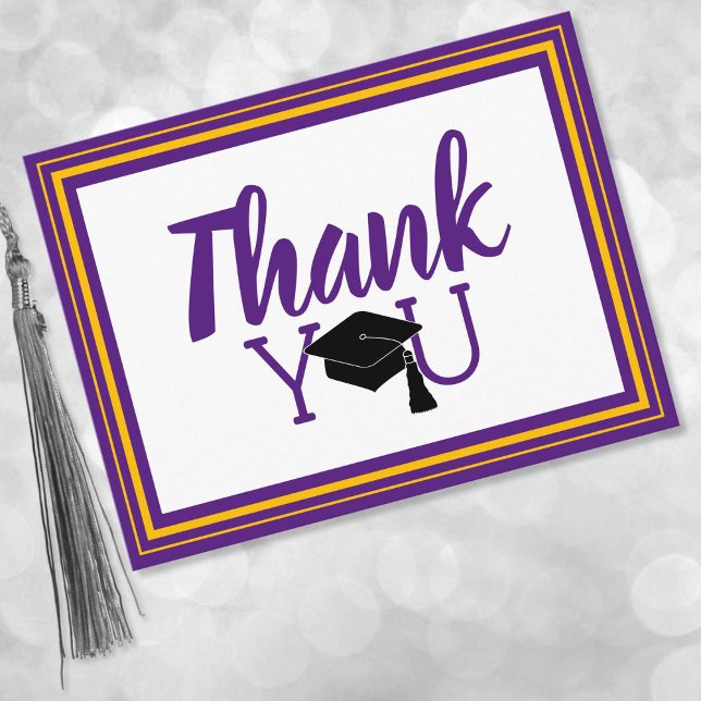 Thank You Purple and Gold School Colours Postcard (Creator Uploaded)