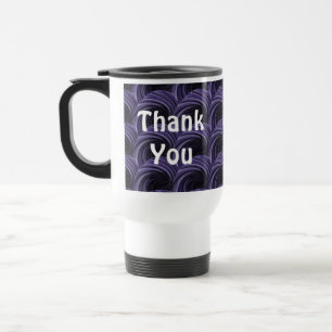 Thank You Purple Black Circle Pattern Appreciation Travel Mug