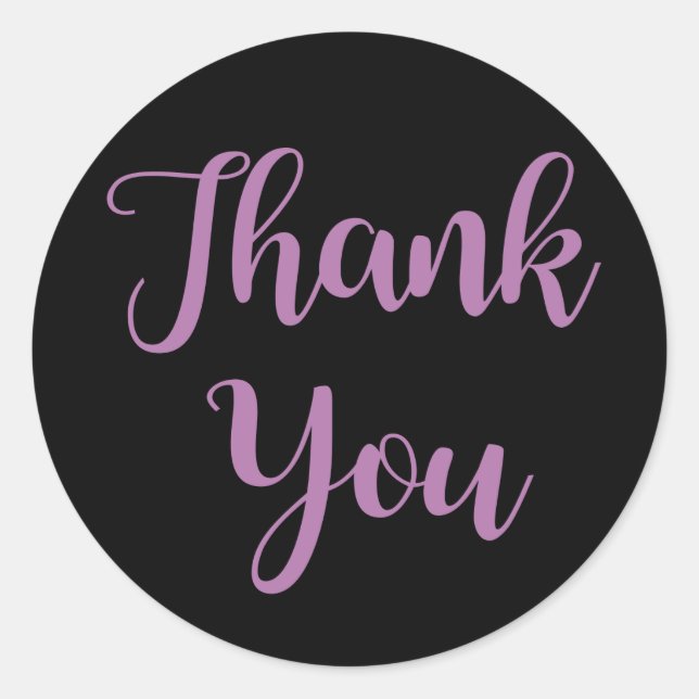 Thank You Purple & Black - Wedding Party, Business Classic Round Sticker (Front)